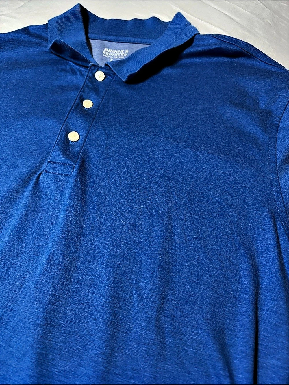 Brooks Brothers Golf Polo Shirt L Large Blue Supima Cotton Sleeve Logo 3-Button